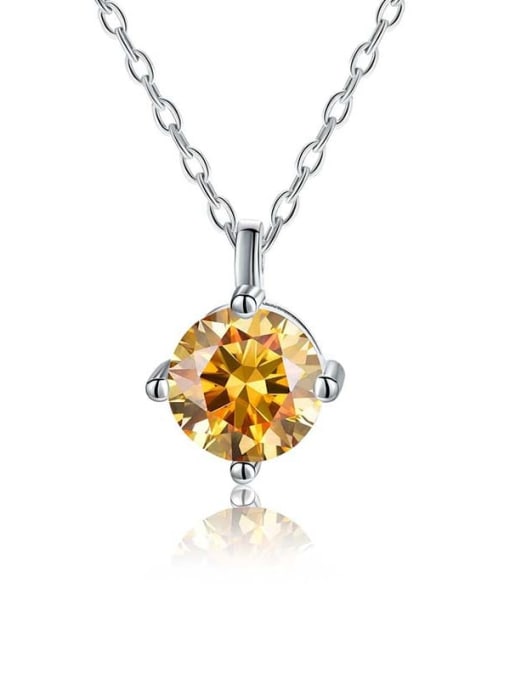 Golden Mosang Diamond [Platinum] 925 Sterling Silver Moissanite Geometric Dainty Necklace
